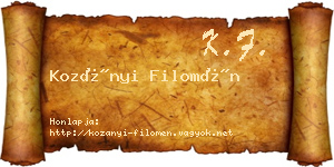 Kozányi Filomén névjegykártya
