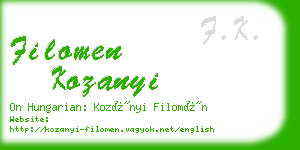 filomen kozanyi business card